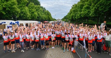 Gruppenfoto der TU Berlin Beschäftigten beim Berliner Firmenlauf 2022