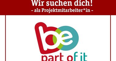 Schriftzug Wir suchen Dich, Be part of it Logo