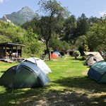 Blick auf Zeltlager Soca Exkursion